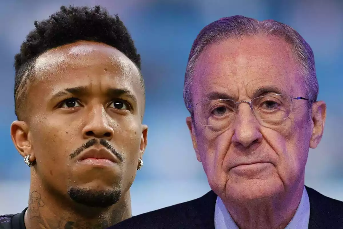 Muntatge d'Éder Militao i Florentino Pérez junts