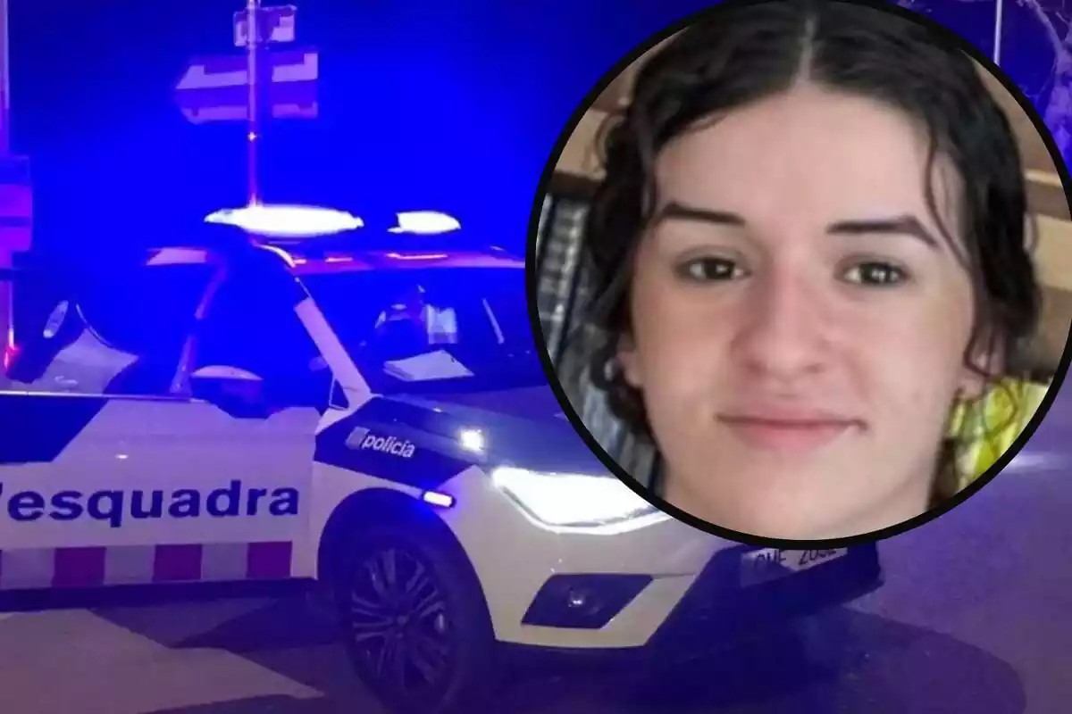 Imatge de la desapareguda Elena Delgado amb diversos cotxes dels Mossos d'Esquadra