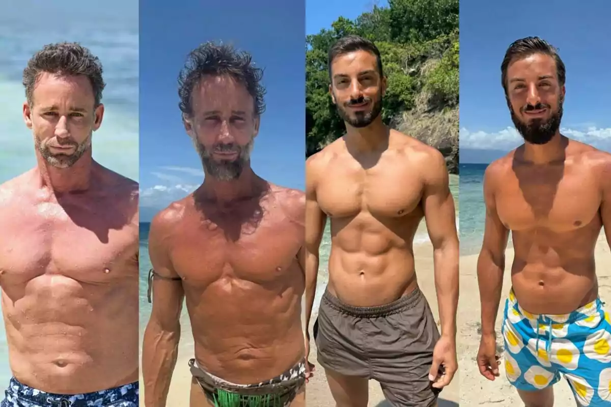 Escassi i Borja González, l’abans i el després de ‘Supervivientes’, posen a la platja mostrant els seus torsos musculosos sota el sol, amb el mar i la vegetació de fons. Escassi i Borja González, l’abans i el després de ‘Supervivientes’, posen a la platja mostrant els seus torsos musculosos sota el sol, amb el mar i la vegetació de fons.