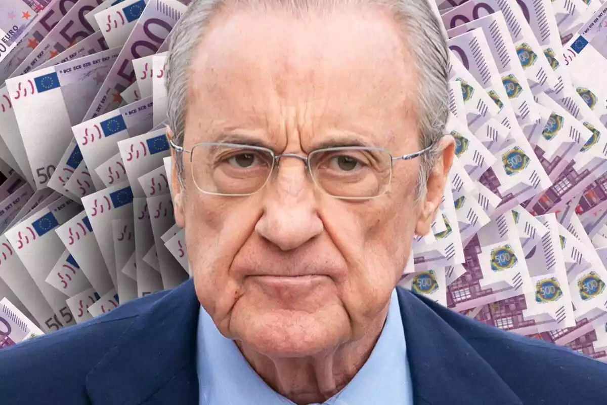 Florentino Pérez, enfadat, amb bitllets de 500 euros al seu voltant