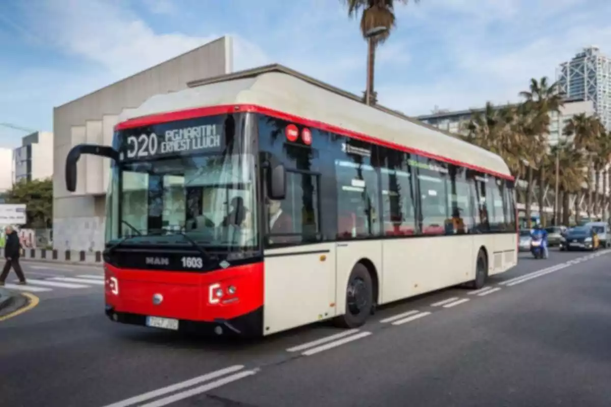 Foto d'un autobús de TMB circulant per Barcelona