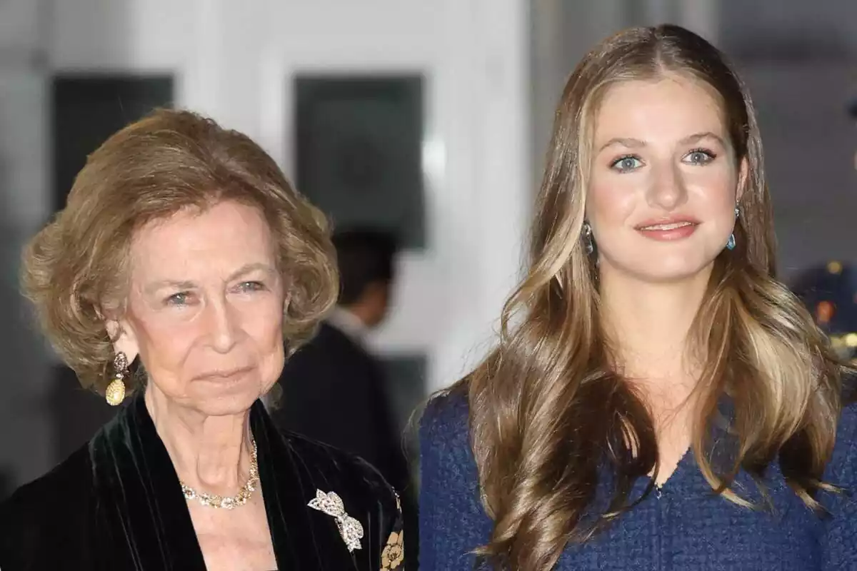 Photo of Doña Sofía and Princess Leonor together during the Princess of Asturias Awards