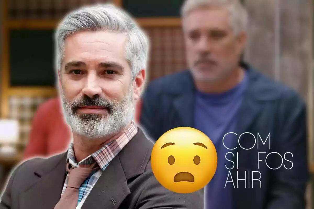 Home de cabell i barba canosa amb expressió seriosa, acompanyat d'un emoji preocupat i text que diu “COM SI FOS AHIR”.