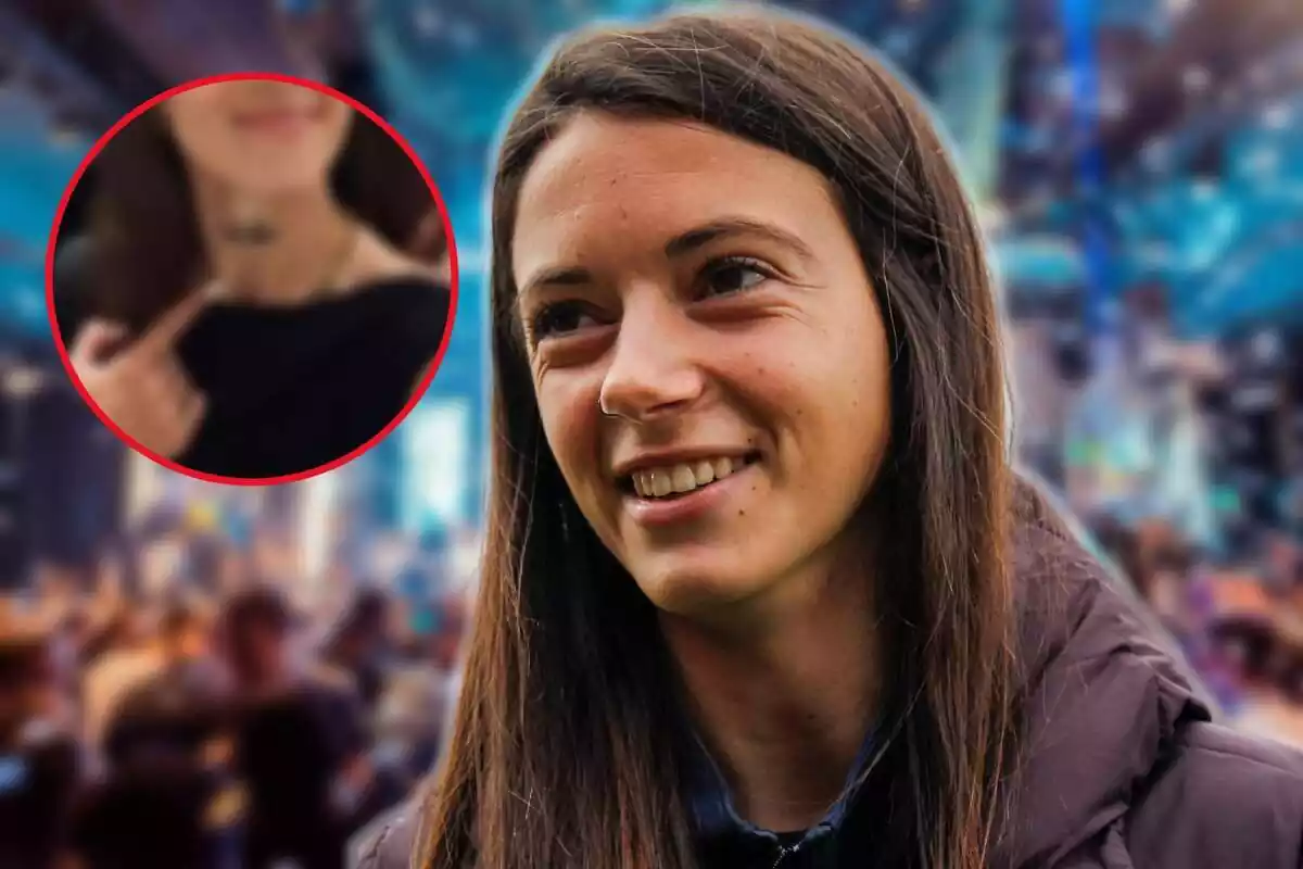 Fotomuntatge d'Aitana Bonmatí amb el seu nou tatuatge al coll