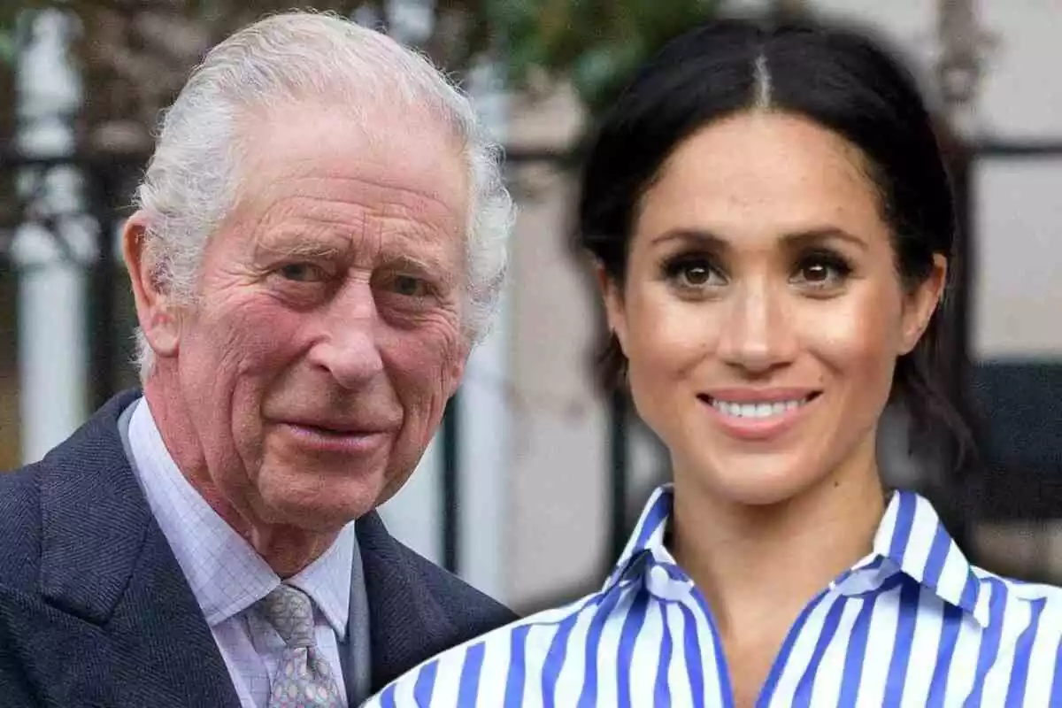 Fotomuntatge de Carles III d'Anglaterra i Meghan Markle