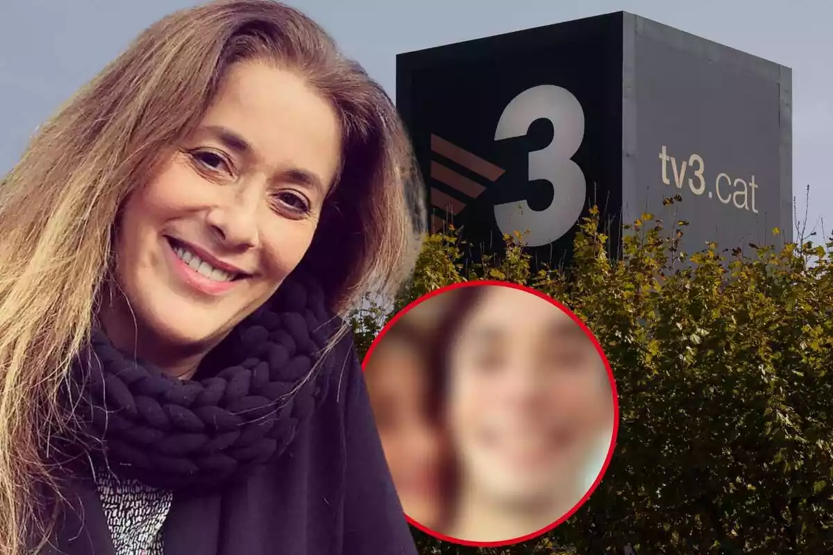 Fotomuntatge de Cristina Dilla amb una imatge del seu fill i les instal·lacions de TV3 de fons