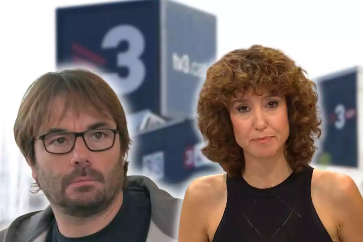 Fotomuntatge de les cares de Quim Masferrer i Agnès Marquès al capdavant, i de fons els estudis de TV3