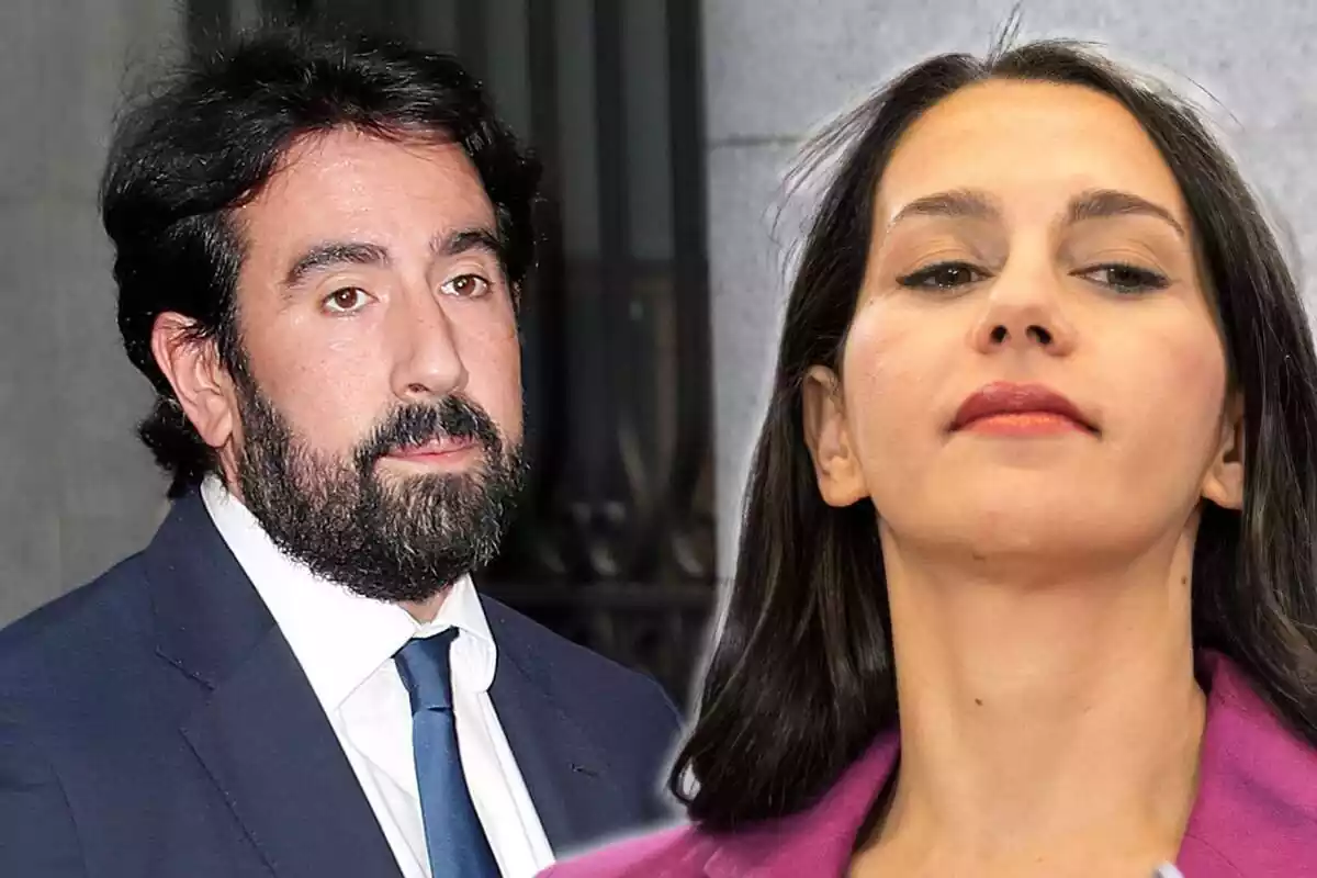 Fotomuntatge de les cares de Xavier Cimas i Inés Arrimadas seriosos