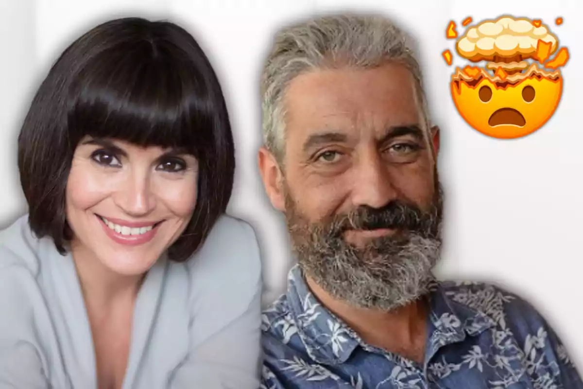 Agnès Busquets i Roger de Gràcia somrients al costat d'un emoji de cap explotant.