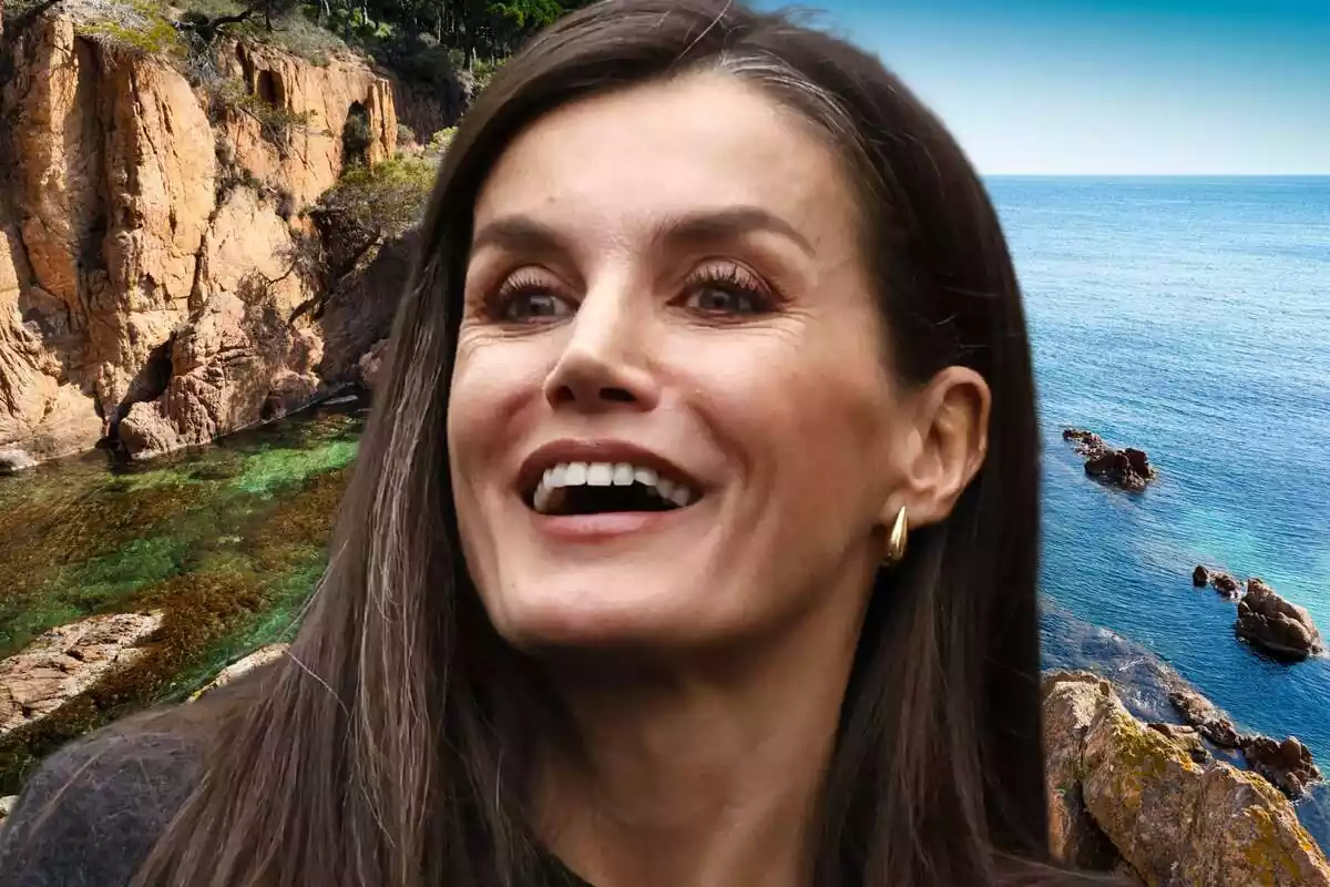 Fotomuntatge de Letizia amb una imatge de fons de la Costa Brava