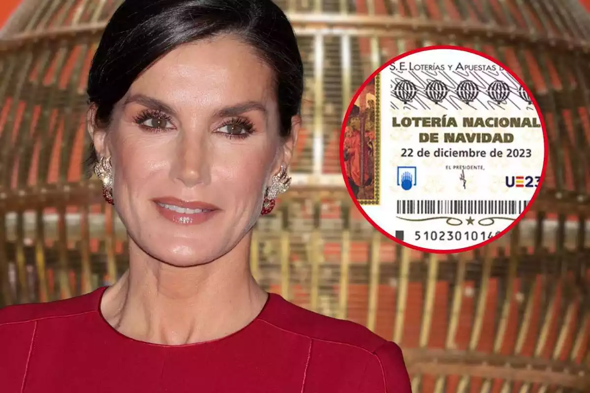 Fotomuntatge de la reina Letizia i un dècim de la Loteria de Nadal