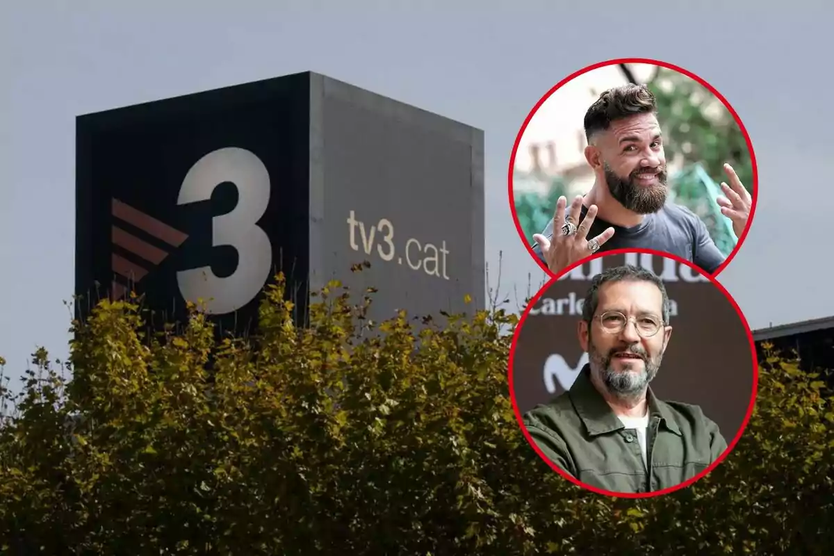 Un edifici de TV3 amb dues persones en cercles vermells superposats a la part superior dreta.