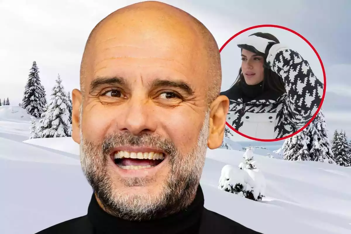 Fotomuntatge de Pep Guardiola amb una imatge de la seva filla Maria