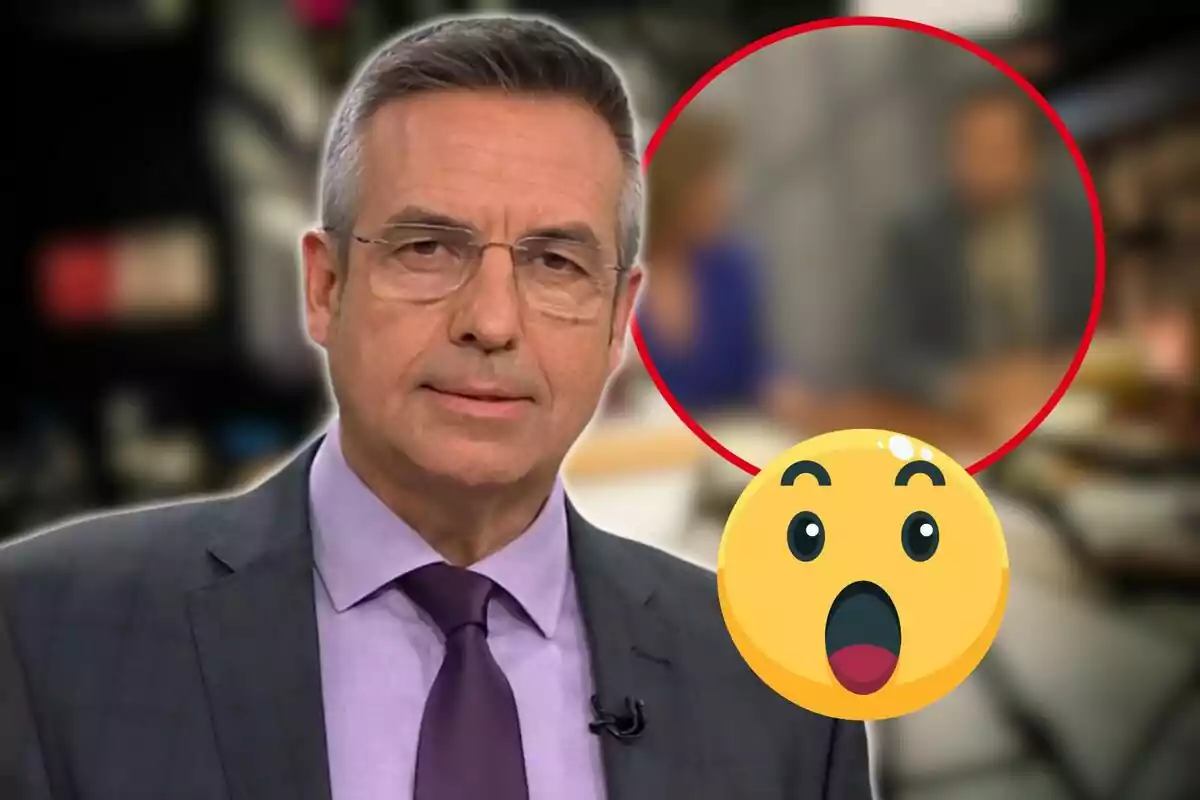 Fotomuntatge de Ramon Pellicer amb una imatge borrosa de jove a TV3 i una emoticona sorpresa