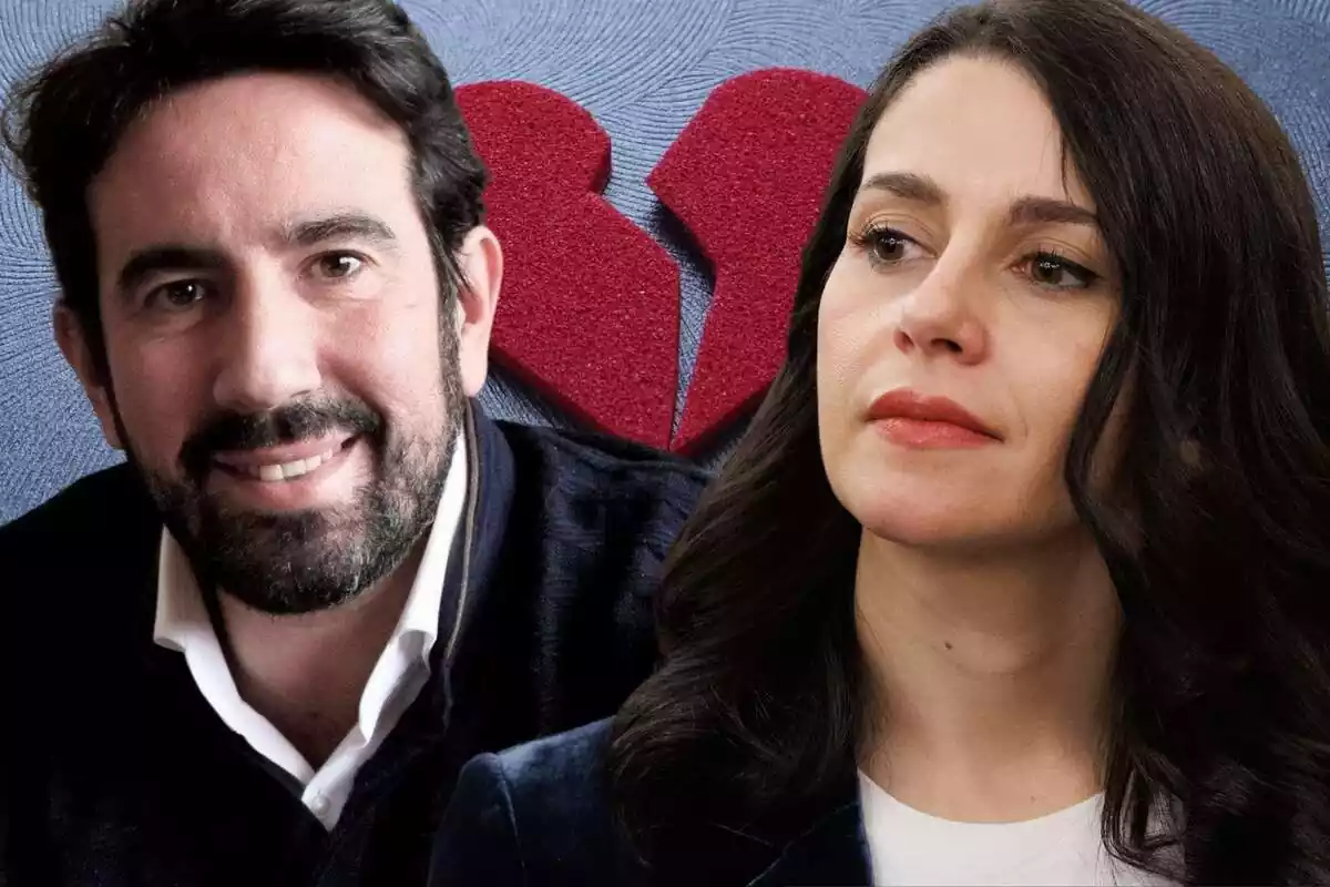 Fotomuntatge de Xavier Cima amb Inés Arrimadas i un cor trencat de fons