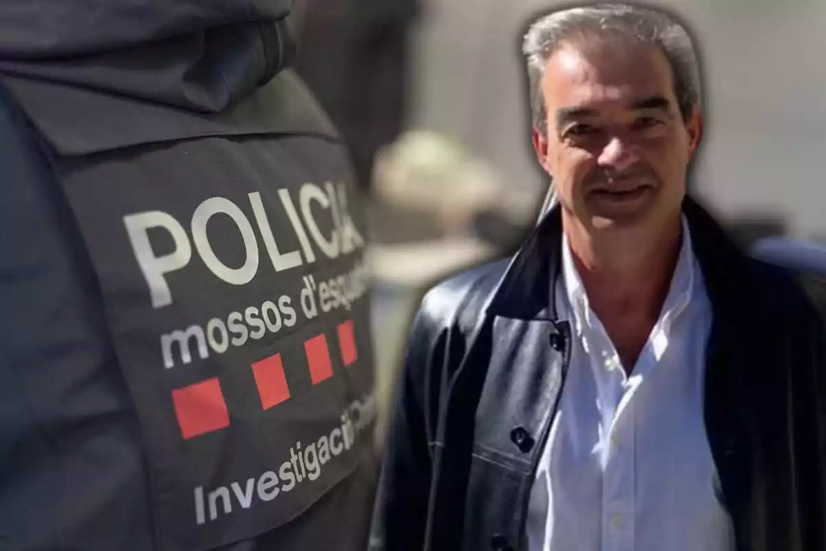 Fotomuntatge d´un agent dels Mossos d´Esquadra amb una imatge del desaparegut Josep Català