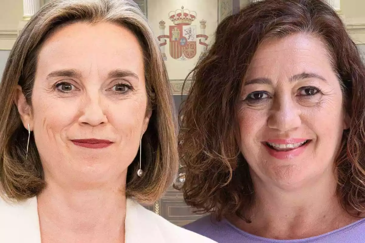 Muntatge amb dos primers plànols de Cuca Gamarra i Francina Armengol, totes dues somrient