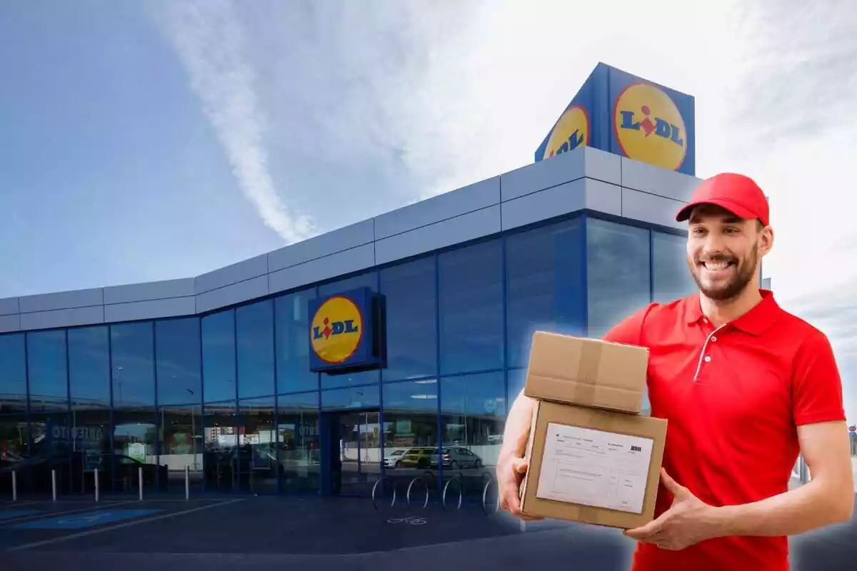 Repartidor amb paquets Lidl