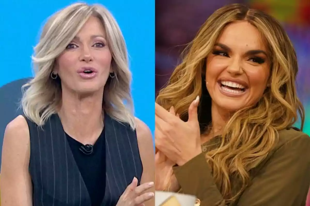 Susanna Grisoo i Melody somrients en un programa de televisió, una amb cabell ros curt i l’altra amb cabell llarg i ondulat.