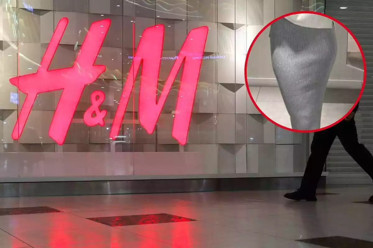 Botiga h&m i primer pla de la falda de punt canal