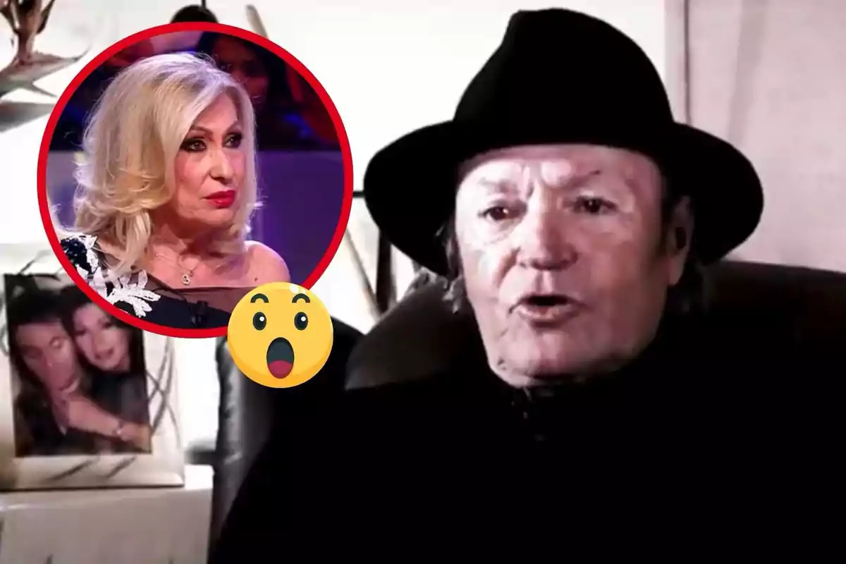 An elderly person with a hat appears in the foreground while a blonde woman with a serious expression and a surprised emoji is shown in a red circle.