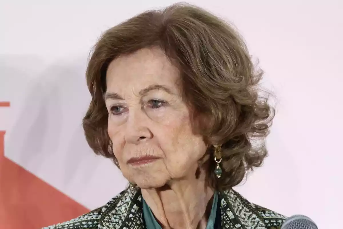 Imatge de la Reina Sofia amb el rostre completament seriós en una conferència a Polònia Imatge de la Reina Sofia amb el rostre completament seriós en una conferència a Polònia
