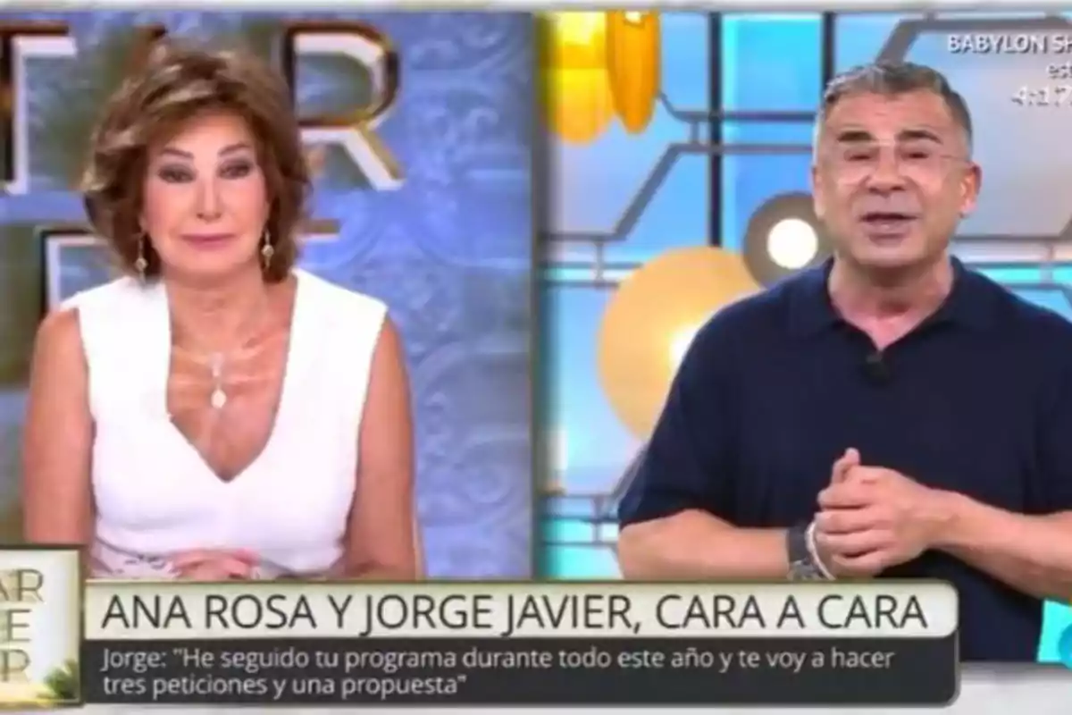 Ana Rosa i Jorge Javier, cara a cara a un programa de televisió.