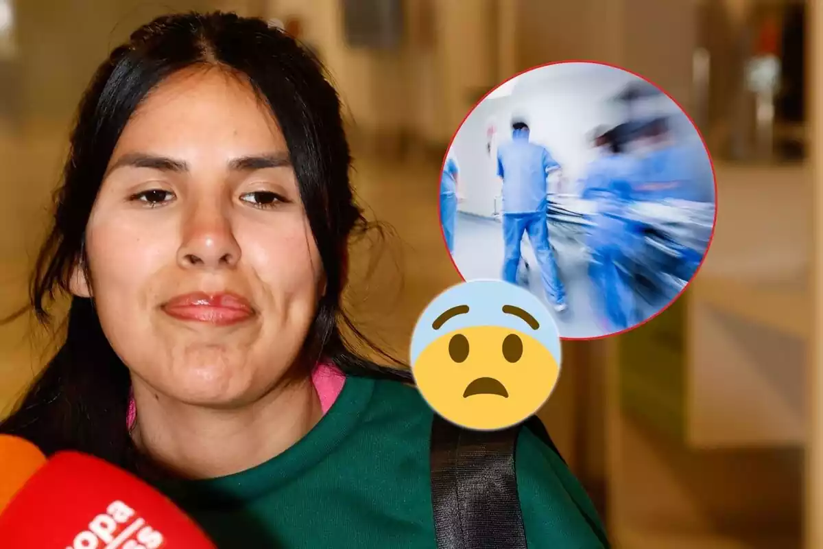 Isa Pi amb una retallada d'hospital i un emoji espantat