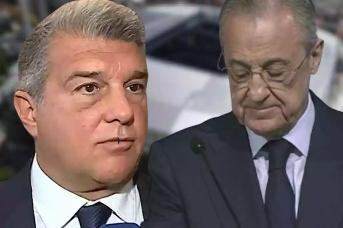 Joan Laporta y Florentino Pérez amb una joia al darrere