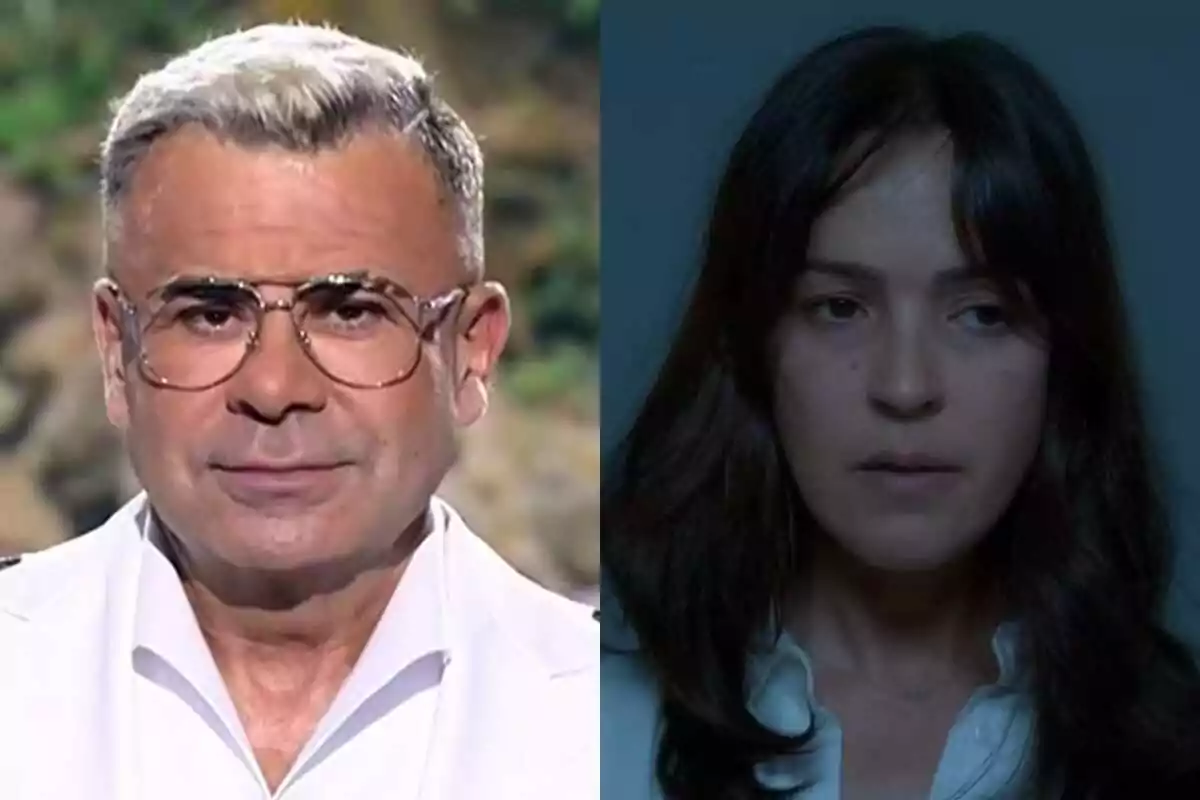 Dos personas en una imagen dividida, Jorge Javie Vázquez con cabello corto y gafas en Supervivientes y Verónica Sánchez con cabello largo y oscuro en Ángela.