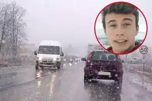 Imagen de fondo de una carretera con nieve y otra de Jorge Rey