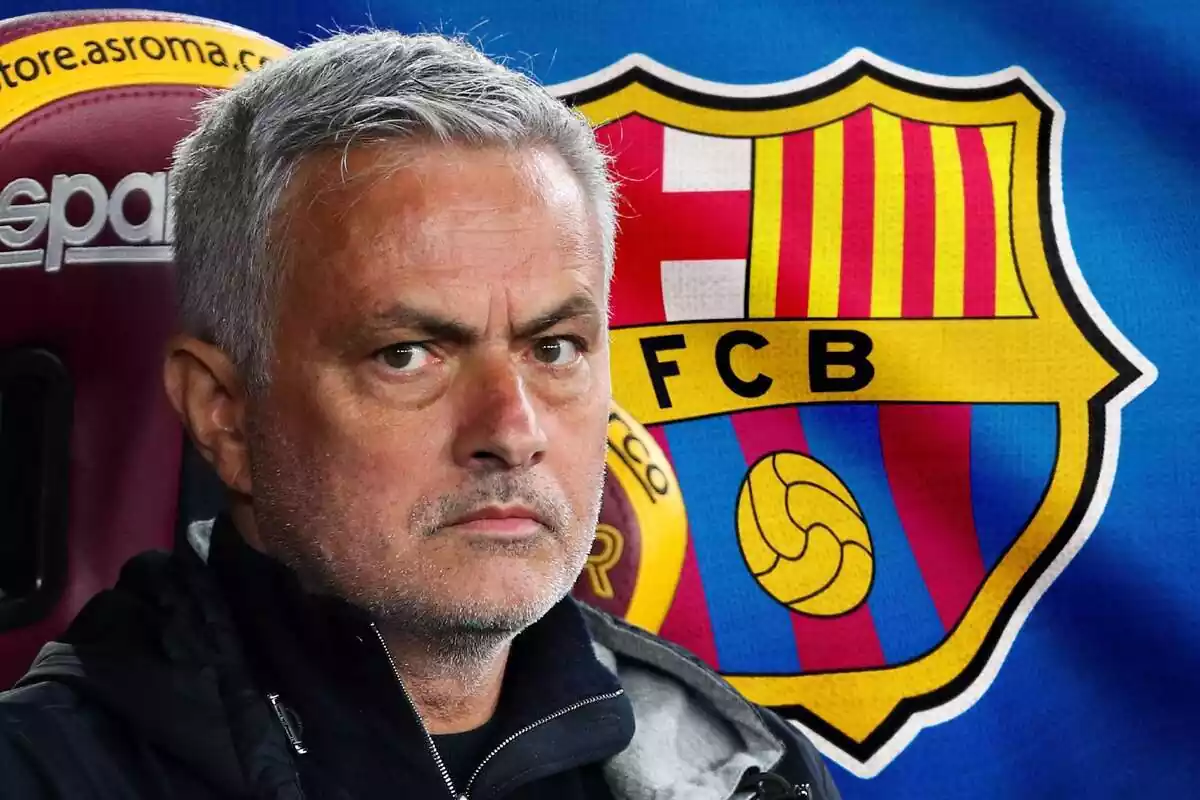 Muntatge de Mourinho amb escut del FC Barcelona
