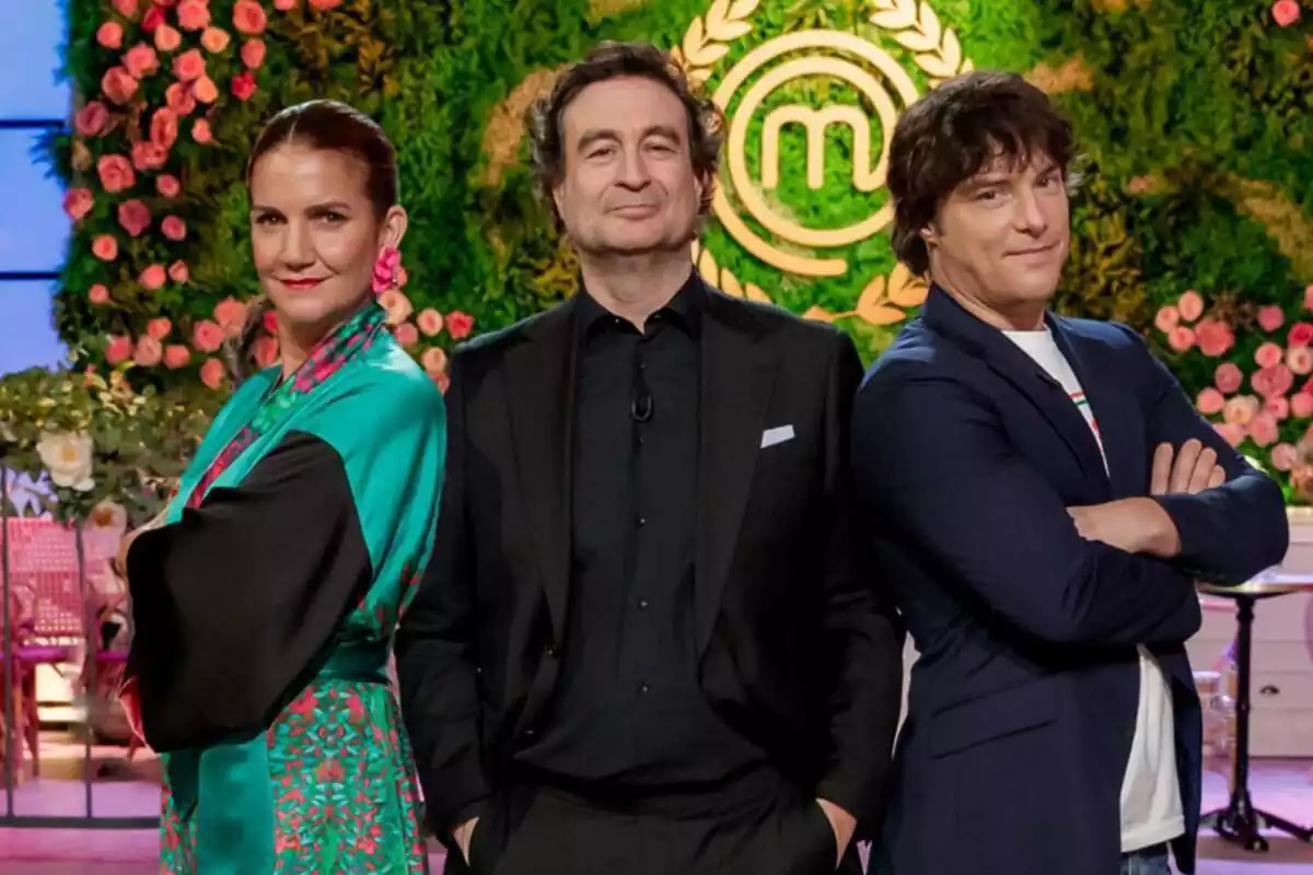 Fotografía de Pepe Rodríguez Rey, Samantha Vallejo-Nágera y Jordi Cruz como jurado de MasterChef