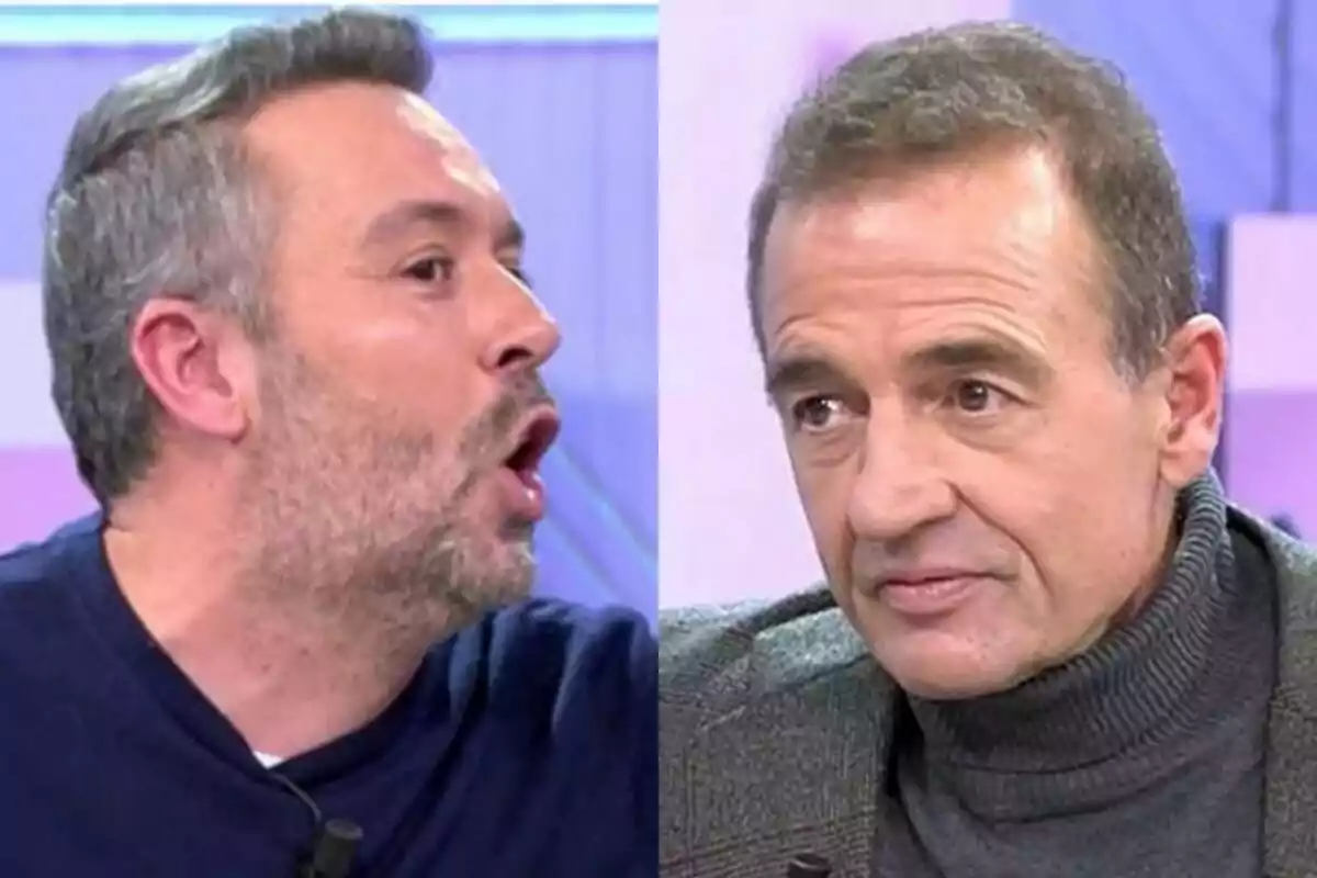 Kike Calleja i Alessandro Lequio a Veamos, un parlant amb expressió intensa i l'altre escoltant atentament.