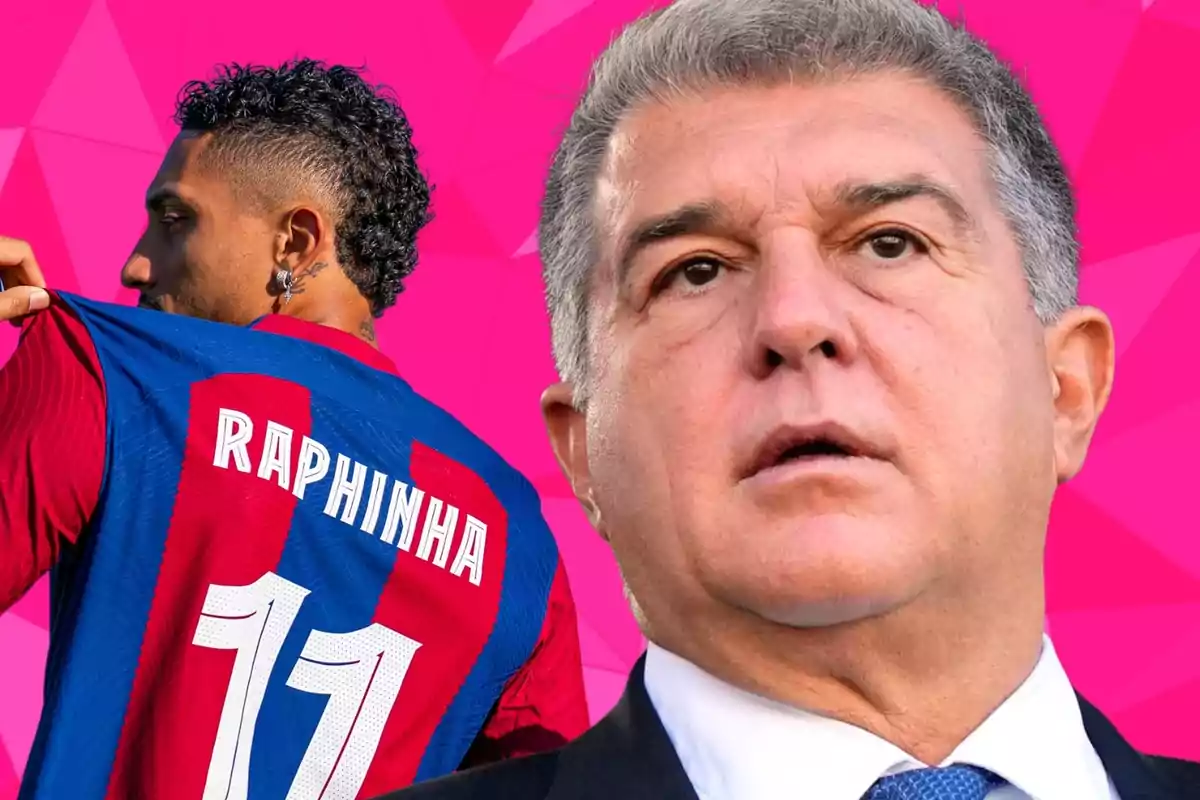 Joan Laporta juntament amb Raphinha, jugador del FC Barcelona.