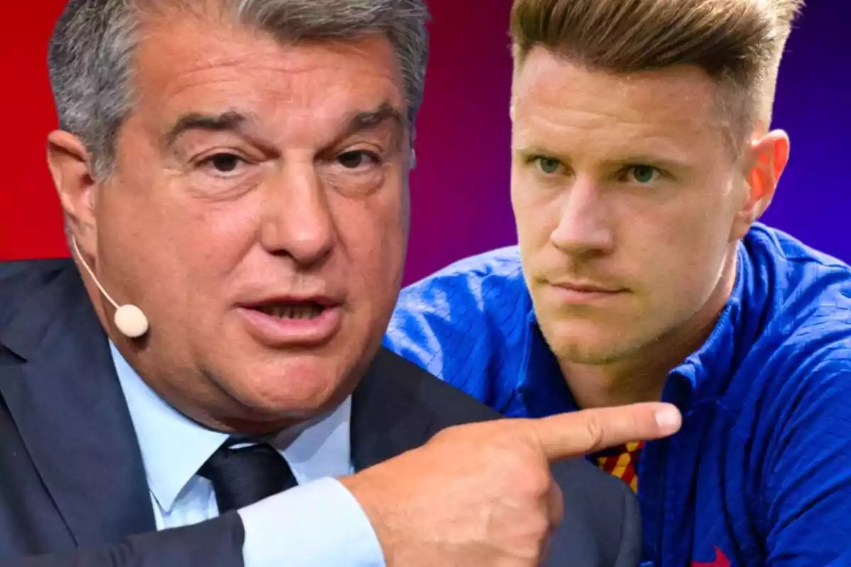 Joan Laporta apunta amb el dit Ter Stegen