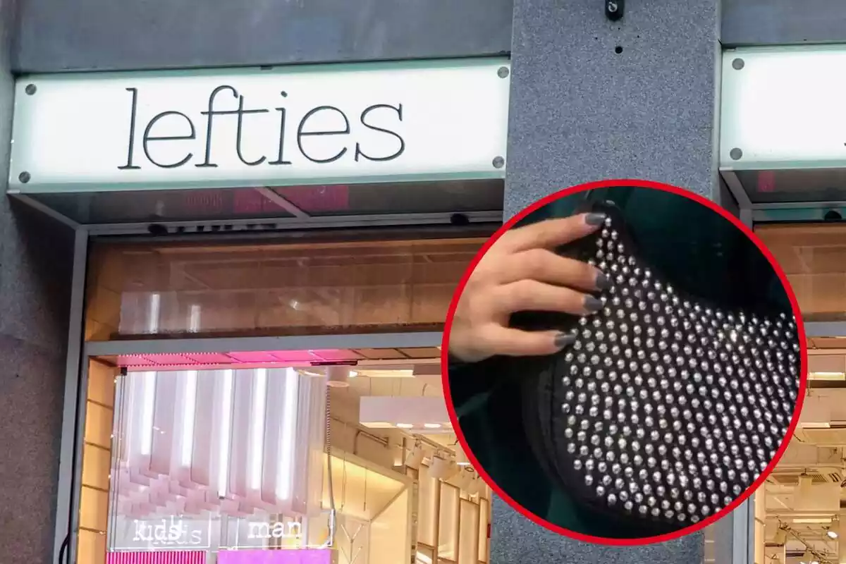 Imatge de fons d´una botiga Lefties i una altra d´una bossa de la marca amb brillants