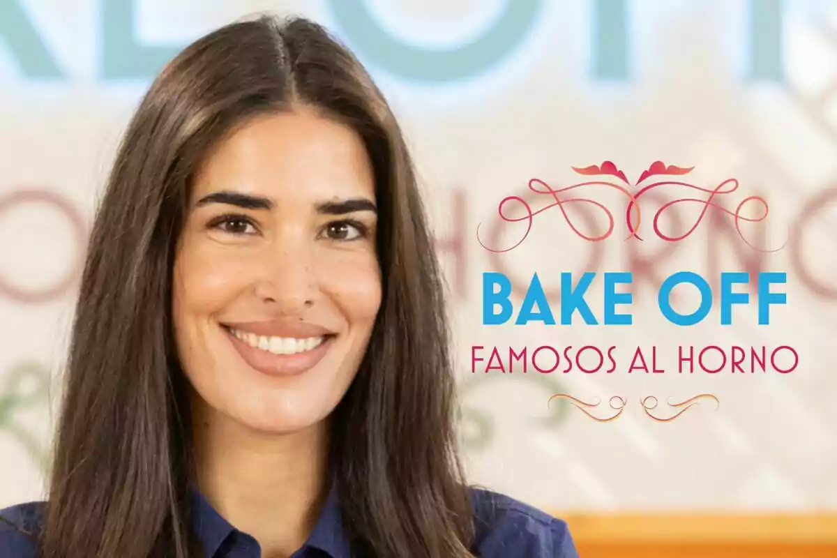 Lidia Torrent somrient amb cabell llarg i fosc apareix al costat del logotip de "Bake Off Famosos al Forn".