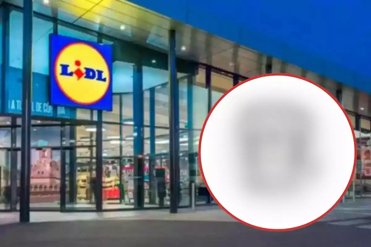 Façana d'una botiga Lidl amb un cercle borrós al costat dret.