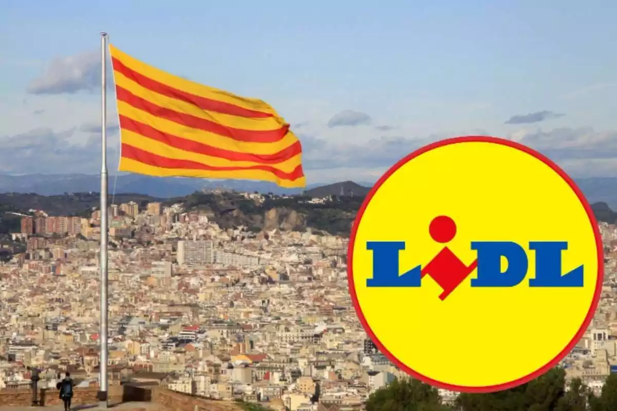 Bandera de Catalunya i logo de Lidl