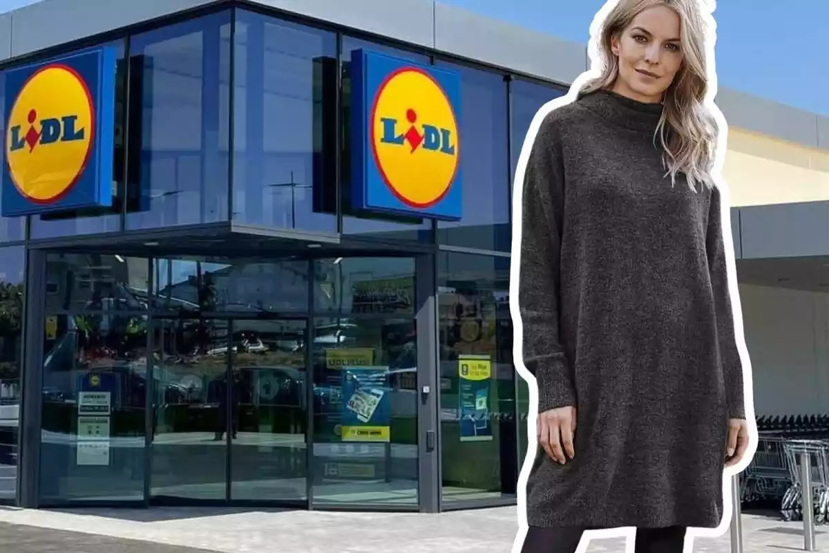 Noia portant el vestit gris de punt de Lidl