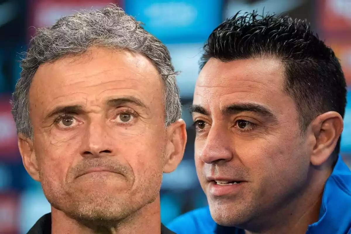 Muntatge de Luis Enrique y Xavi Hernández