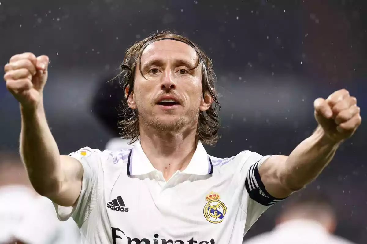 Luka Modric celebrant un gol amb el Reial Madrid