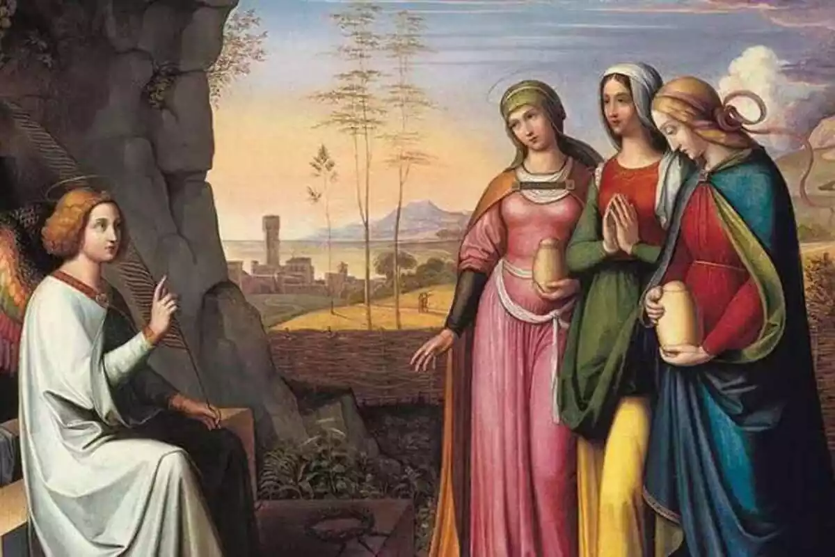 Imatge a color de l'àngel que va anunciar a les dones la resurrecció de Crist