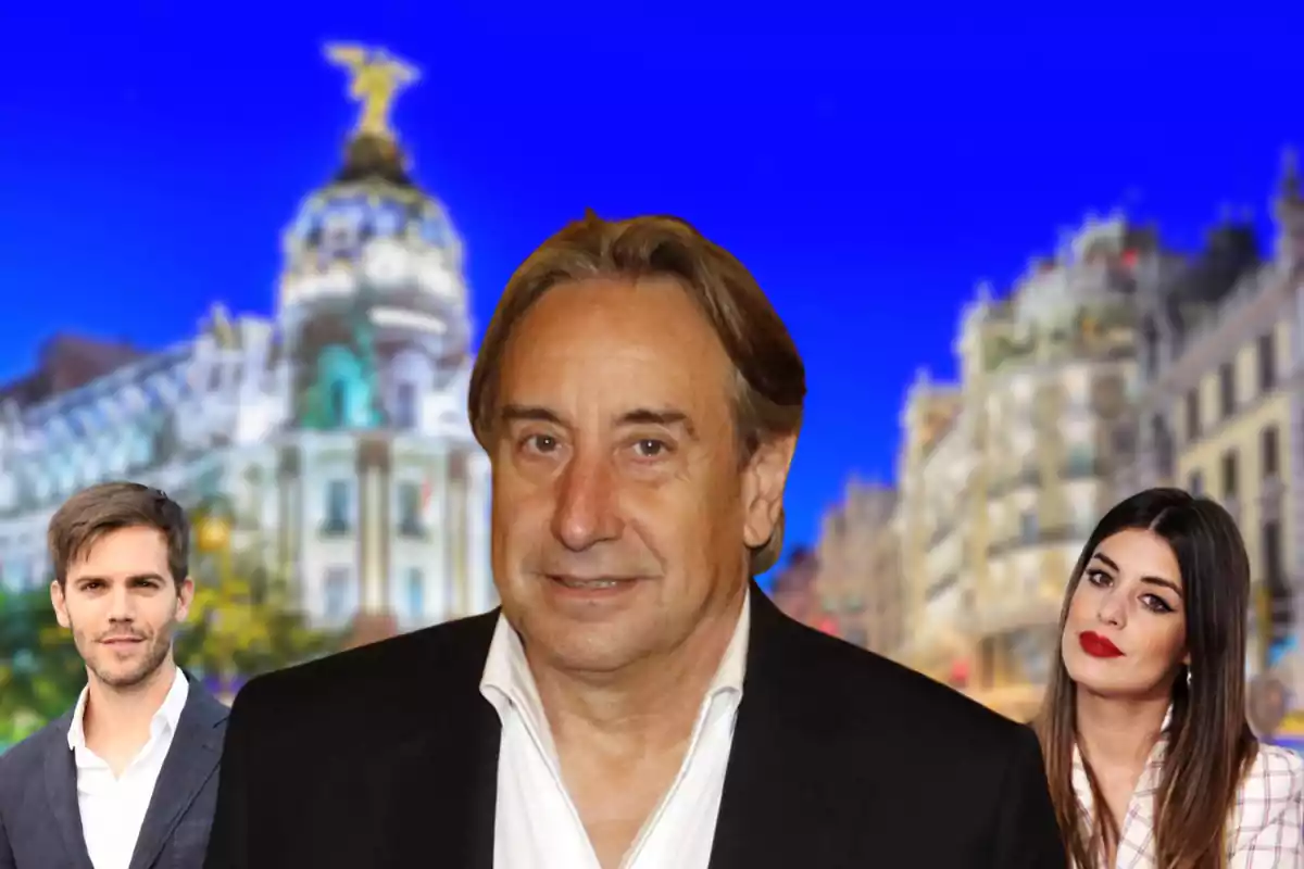 Muntatge amb Marc Clotet, Juanjo Puigcorbé i Dulceida amb Madrid de fons