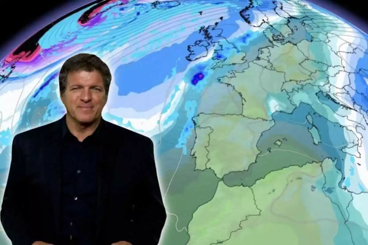 Imatge de fons d'un mapa d'Espanya del 29 de gener del 2024 i en primer pla una imatge de Mario Picazo