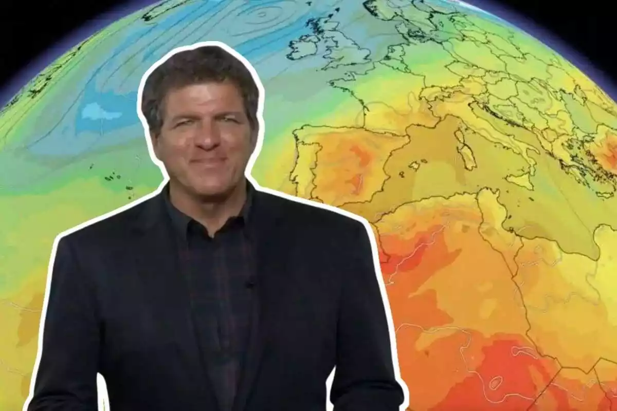 Muntatge amb el meteoròleg Mario Picazo i un mapa de temperatures Muntatge amb el meteoròleg Mario Picazo i un mapa de temperatures