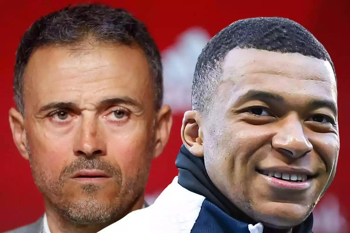 Muntatge de Luis Enrique amb Mbappé somrient