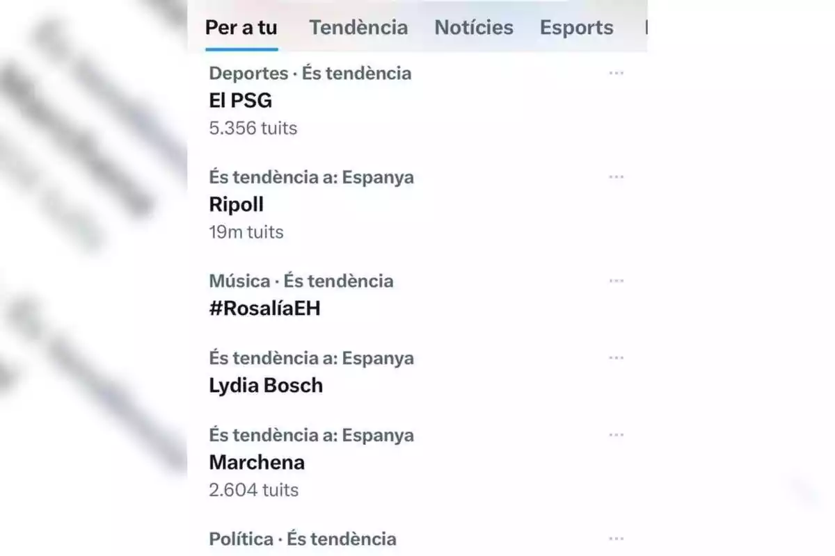 Captura de pantalla de las tendencias de twitter donde destaca el municipio catalán de Ripoll