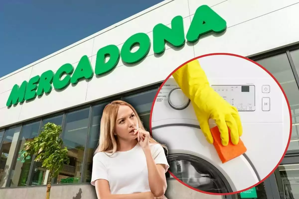 Dona netejant rentadora a Mercadona